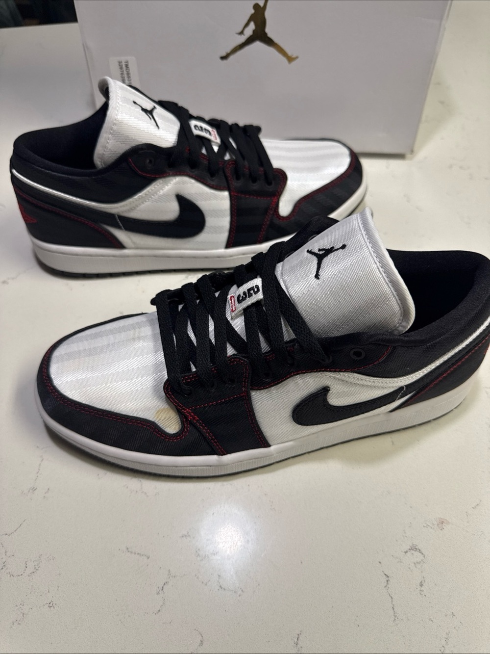 Nike Air Jordan 1 Low SE Utility White Black Gym Red DD9337-106 Womens 11.5/ M10